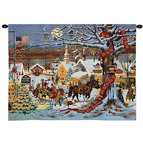 N / A Tapiz de Pared Tapiz de Navidad Pure Country Weavers Town, Pueblo nevado Colonial de Nueva Inglaterra con decoración navideña de Caballos 130×150cm(51×59inch) N / A Tapiz de Pared Tapiz de Navidad Pure Country Weavers Town, Pueblo nevado Colonial de Nueva Inglaterra con decoración navideña de Caballos 130×150cm(51×59inch)