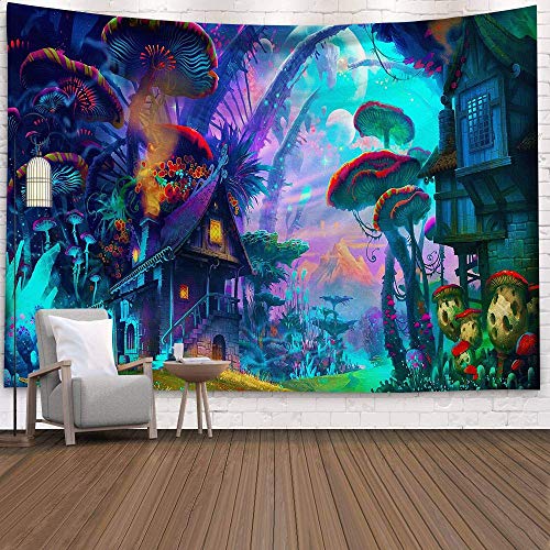 N / A Tapiz psicodélico para Colgar en la Pared, Tapiz de Setas, Yoga, Alfombra para la Playa, Hippie, decoración del hogar, Tapiz de Pared, Manta, tapicería de Fondo, Tela A2 150x200cm