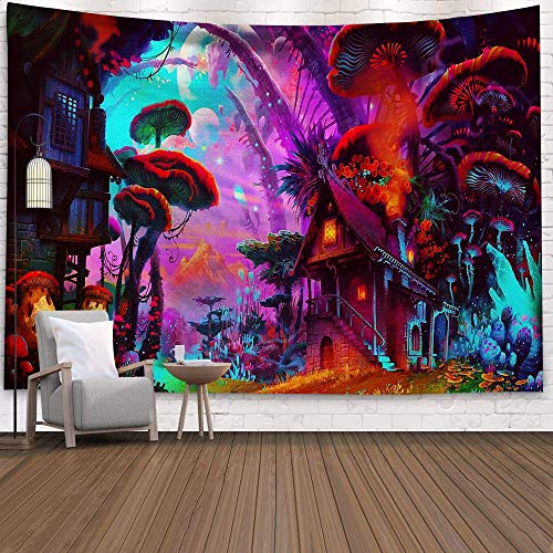 N / A Tapiz psicodélico para Colgar en la Pared, Tapiz de Setas, Yoga, Alfombra para la Playa, Hippie, decoración del hogar, Tapiz de Pared, Manta, tapicería de Fondo, Tela A2 150x200cm