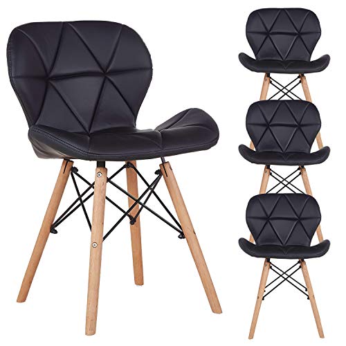 N A to MUEBLES HOME - Juego de 4 sillas de comedor, estilo de mediados de siglo, retro, moderno, tapizadas con piel sintética y con respaldo curvado, ideal para cocina o comedor N A to MUEBLES HOME - Juego de 4 sillas de comedor, estilo de mediados de siglo, retro, moderno, tapizadas con piel sintética y con respaldo curvado, ideal para cocina o comedor