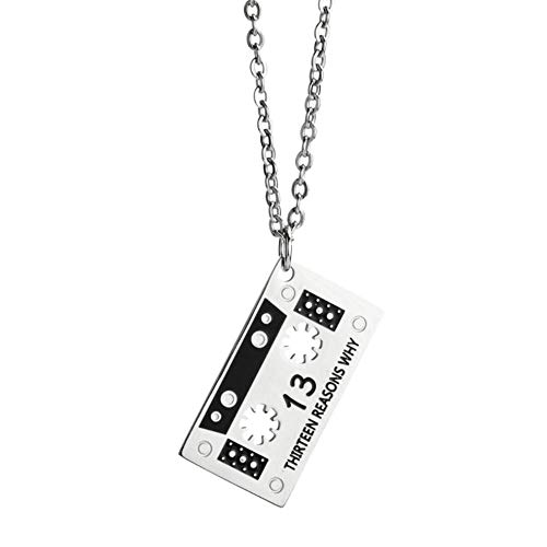 N / C Cinta Retro Collar con Colgante de Acero de Titanio Hip Hop Rock Cadena de suéter de Todo fósforo Plata