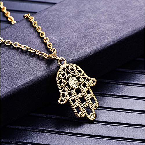 N / C Moda Personalizada joyería de Acero de Titanio Collar con Colgante de Palma Hueca Accesorios Punk Hip Hop Oro