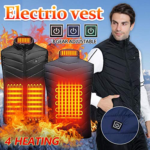 N/ Chaleco calefactor de 4 zonas para mujeres y hombres, chaleco calefactor con carga USB, abrigo calefactor de talla grande al aire libre, cálido para montar, esquiar, pescar (Negro, M) N/ Chaleco calefactor de 4 zonas para mujeres y hombres, chaleco calefactor con carga USB, abrigo calefactor de talla grande al aire libre, cálido para montar, esquiar, pescar (Negro, M)