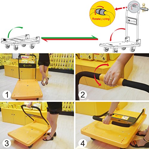 N & S Plataforma carro Heavy Duty 200 kg One mano Arrugas Camiones Cart con Mute Wheels Plataforma de trolley