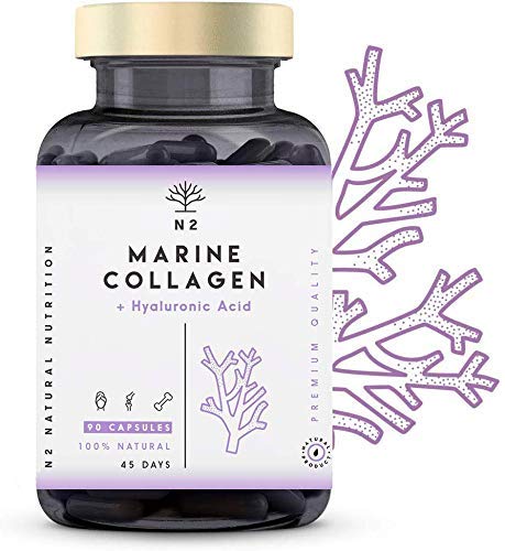 N2 Colágeno Marino Hidrolizado Magnesio Acido Hialurónico Vitamina C Suplemento Articulaciones, Piel Huesos. Colageno PEPTAN 90 Cápsulas de Clorofila. Alta Concentración, 63 g N2 Colágeno Marino Hidrolizado Magnesio Acido Hialurónico Vitamina C Suplemento Articulaciones, Piel Huesos. Colageno PEPTAN 90 Cápsulas de Clorofila. Alta Concentración, 63 g