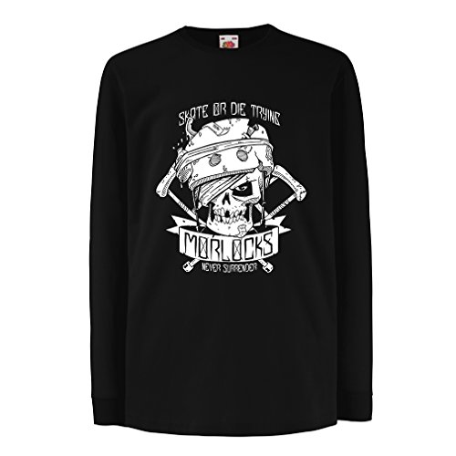 N4605D La Camiseta de los niños con Mangas largas Skate or Die Trying (14-15 Years Negro Multicolor)