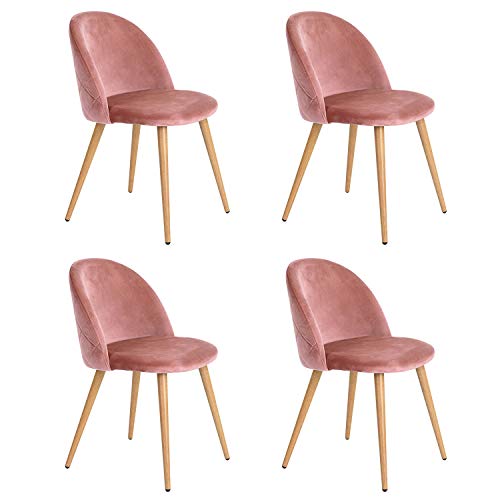 N/A Conjunto de 2/4/6 Sillas de Comedor de Terciopelo Sillas de Ocio Modernas de Mediados de Siglo Sillas tapizadas con Patas de Metal para Sala de Estar (Rosa, 4) N/A Conjunto de 2/4/6 Sillas de Comedor de Terciopelo Sillas de Ocio Modernas de Mediados de Siglo Sillas tapizadas con Patas de Metal para Sala de Estar (Rosa, 4)