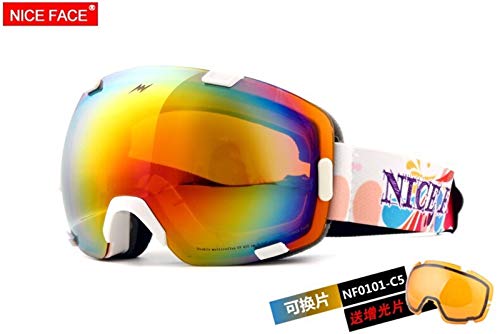 N\A Gafas de Esquí, Nuevo Lentes Intercambiables Gafas de esquí Esfiliar Espejo esférico Doble Capa Anti-Fog Protección UV Visión Nocturna Gafas de visión (Color : C5)