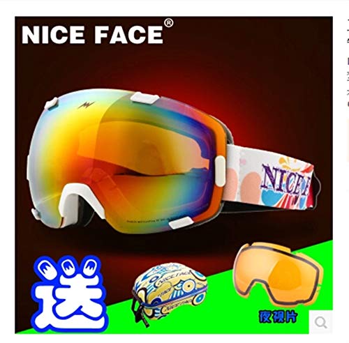 N\A Gafas de esquí Nuevo Lentes Intercambiables Gafas de esquí Esfiliar Espejo esférico Doble Capa Anti-Fog Protección UV Visión Nocturna Gafas de visión Gafas de Snowboard de esquí