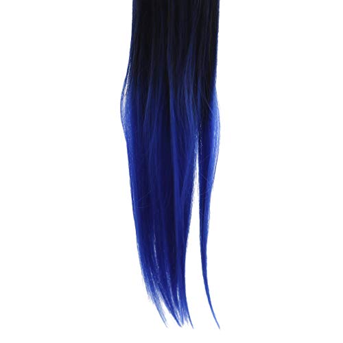 #N/A JIFeng - Extensiones de cabello degradado para mujer, pelo largo, liso, para fiestas, cosplay, Halloween, degradado, color azul