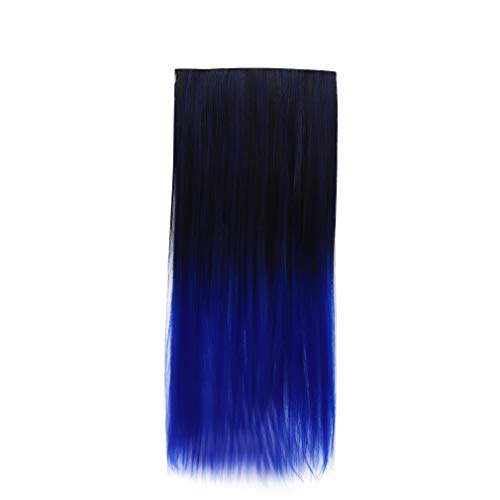 #N/A JIFeng - Extensiones de cabello degradado para mujer, pelo largo, liso, para fiestas, cosplay, Halloween, degradado, color azul