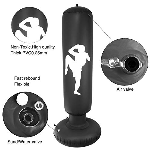 Nabance Saco de Boxeo Inflable, 150cm Saco de Boxeo Hinchable de Pie para Niños, PVC Fitness Boxeo Inflable Saco de Arena Columna Tumbler Saco de Arena para Niños y Adultos Nabance Saco de Boxeo Inflable, 150cm Saco de Boxeo Hinchable de Pie para Niños, PVC Fitness Boxeo Inflable Saco de Arena Columna Tumbler Saco de Arena para Niños y Adultos