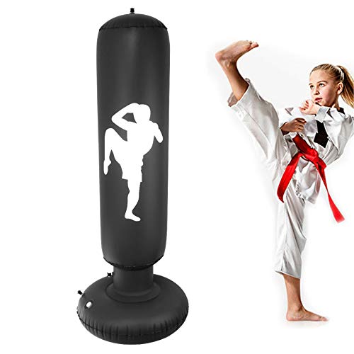 Nabance Saco de Boxeo Inflable, 150cm Saco de Boxeo Hinchable de Pie para Niños, PVC Fitness Boxeo Inflable Saco de Arena Columna Tumbler Saco de Arena para Niños y Adultos