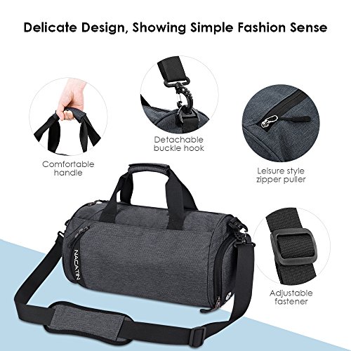 NACATIN Mochila Gimnasio Mujer/Hombre, Bolso Deportivo Niño con Gabinete para Zapatos, Bolsa Gimnasio de Poliéster, Resistente al Desgaste Impermeable Mochila de Deporte (Gris Oscuro)