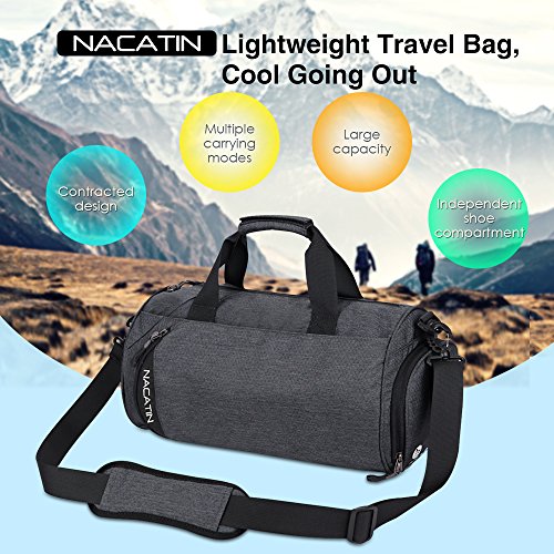 NACATIN Mochila Gimnasio Mujer/Hombre, Bolso Deportivo Niño con Gabinete para Zapatos, Bolsa Gimnasio de Poliéster, Resistente al Desgaste Impermeable Mochila de Deporte (Gris Oscuro)