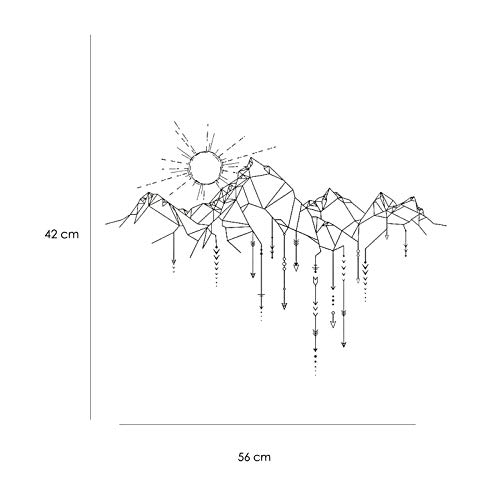 Nacnic Pegatina de Pared Estilo NÓRDICO. Vinilo Decorativo de MONTAÑAS. Lámina Adhesiva GEOMÉTRICA con Detalles de Flechas Y Sol. Decoración Minimalista para Hogar, Oficina, Tienda.