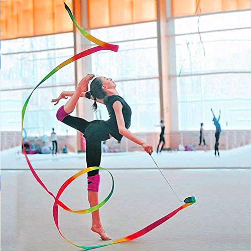 NACTECH 10pcs Cintas de Gimnasia Ritmica para Niñas 2 Metros Cintas Danza Streamers Cinta de Baile Niños Artístico Gimnasias Rítmicas Varitas Colores