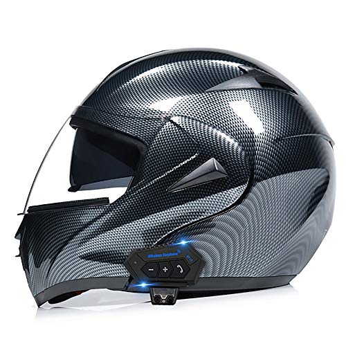 NAINAIWANG Modular Casco abatible Moto Bluetooth Motocicleta modulares Visera Dobles Cascos integrales Aprobado ECE/Dot Radio FM incorporada con Micrófono Sistema comunicación