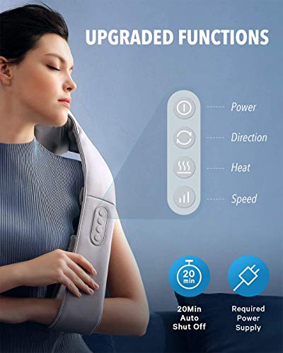 Naipo Masajeador de Cuello Espalda con Calor Ajustable y Correa, shiatsu masajeador cervical 3D eléctrico Masaje para Hombros cintura, en Oficina y Coche Naipo Masajeador de Cuello Espalda con Calor Ajustable y Correa, shiatsu masajeador cervical 3D eléctrico Masaje para Hombros cintura, en Oficina y Coche