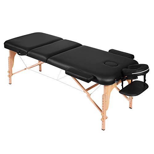 Naipo Mesa de Masaje Camillas de Masaje Plegable de 3 Secciones Camilla Portátil y Profesional con Patas de Madera Respaldo Regulable Bolsa de Transporte Reposacabezas y Apoyabrazos Desmontables Naipo Mesa de Masaje Camillas de Masaje Plegable de 3 Secciones Camilla Portátil y Profesional con Patas de Madera Respaldo Regulable Bolsa de Transporte Reposacabezas y Apoyabrazos Desmontables