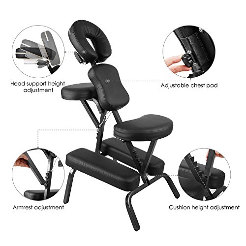 Naipo Silla de Masaje Plegable Ligera y Portátil para Fisioterapia, Tatuaje y Rehabilitación con Reposabrazos Ajustable, Soporte Pectoral, Reposacabezas y Funda de Transporte Oxford Negro (9.3 kg) Naipo Silla de Masaje Plegable Ligera y Portátil para Fisioterapia, Tatuaje y Rehabilitación con Reposabrazos Ajustable, Soporte Pectoral, Reposacabezas y Funda de Transporte Oxford Negro (9.3 kg)