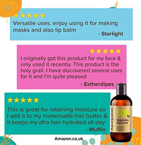 Naissance Glicerina Vegetal Líquida (Glicerol) n. º 806-250ml - 100% natural, grado EP, farmacéutico y alimentario, vegana, no OGM y sin fragancia – Humectante natural ideal para recetas cosméticas. Naissance Glicerina Vegetal Líquida (Glicerol) n. º 806-250ml - 100% natural, grado EP, farmacéutico y alimentario, vegana, no OGM y sin fragancia – Humectante natural ideal para recetas cosméticas.
