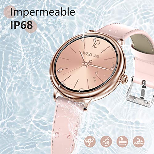 NAIXUES Smartwatch Mujer, Reloj Inteligente Impermeable IP68, Pulsera de Actividad Inteligente con Monitor de Sueño Pulsómetro Podómetro Contador de Caloría para Android iOS (Oro)