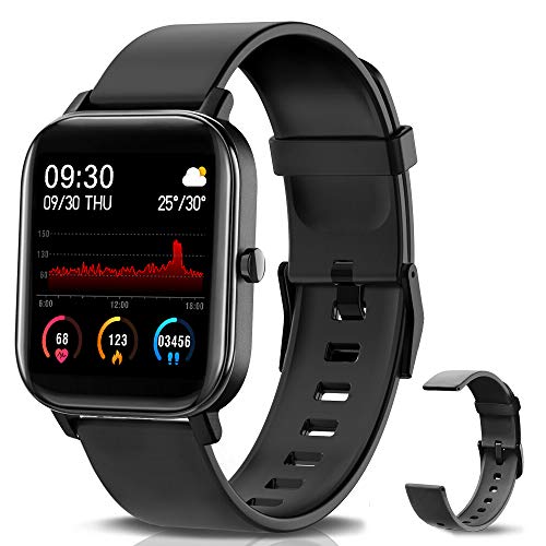 NAIXUES Smartwatch, Reloj Inteligente Impermeable IP67 Reloj Deportivo 1.4" Pantalla Táctil Completa con Pulsómetro, Monitor de Sueño, Podómetro, Notificaciones para Mujer Hombre (Negro)
