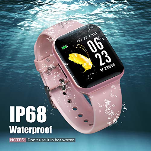 NAIXUES Smartwatch, Reloj Inteligente Impermeable IP68 para Mujer, Reloj Deportivo con Monitor de Sueño Pulsómetro Podómetro Notifica Whatsapp, Pulsera Actividad Inteligente para Android iOS (Rosa)