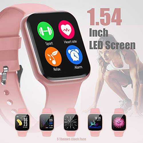 NAIXUES Smartwatch, Reloj Inteligente Impermeable IP68 para Mujer, Reloj Deportivo con Monitor de Sueño Pulsómetro Podómetro Notifica Whatsapp, Pulsera Actividad Inteligente para Android iOS (Rosa)