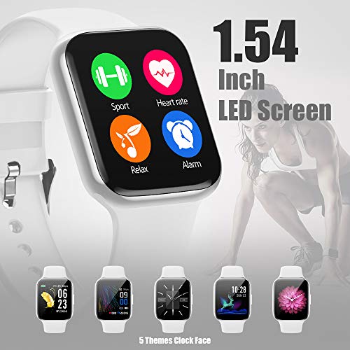 NAIXUES Smartwatch, Reloj Inteligente IP68 para Mujer Hombre, Reloj Deportivo con Monitor de Sueño Pulsómetro Podómetro Notifica Whatsapp, Pulsera Actividad Inteligente para Android iOS (Blanco)