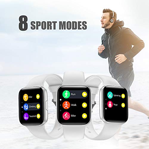 NAIXUES Smartwatch, Reloj Inteligente IP68 para Mujer Hombre, Reloj Deportivo con Monitor de Sueño Pulsómetro Podómetro Notifica Whatsapp, Pulsera Actividad Inteligente para Android iOS (Blanco) NAIXUES Smartwatch, Reloj Inteligente IP68 para Mujer Hombre, Reloj Deportivo con Monitor de Sueño Pulsómetro Podómetro Notifica Whatsapp, Pulsera Actividad Inteligente para Android iOS (Blanco)