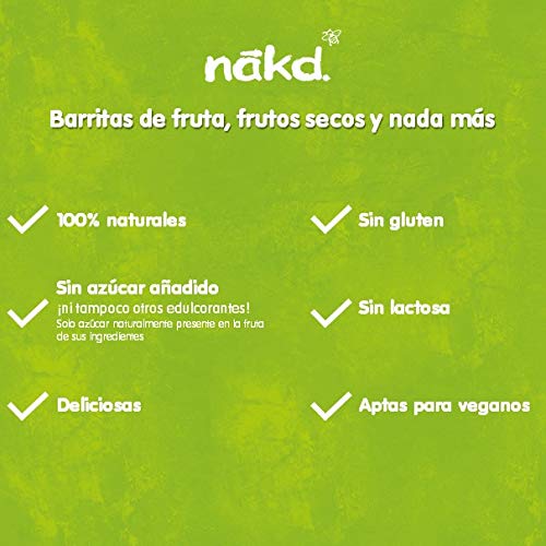 Nakd Berry Delight - Barritas de Fruta y Frutos Secos con Frambuesas - Sin Azúcar Añadido - Sin Gluten - Sin Lactosa - Vegano - Pack 18 Barritas x 35 g