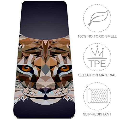 nakw88 Cool Tiger Head - Esterilla de yoga antideslizante para yoga, pilates y ejercicios de suelo (72 x 24 x 6 mm) para mujeres y niñas