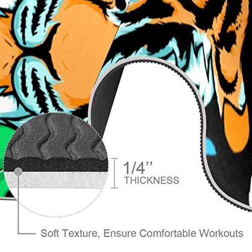 nakw88 Tiger Head - Esterilla de yoga antideslizante para yoga, pilates y ejercicios de suelo (72 x 24 x 6 mm) para mujeres y niñas