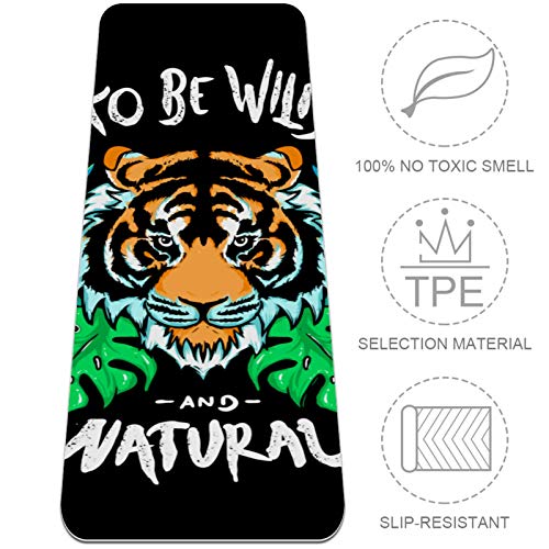 nakw88 Tiger Head - Esterilla de yoga antideslizante para yoga, pilates y ejercicios de suelo (72 x 24 x 6 mm) para mujeres y niñas