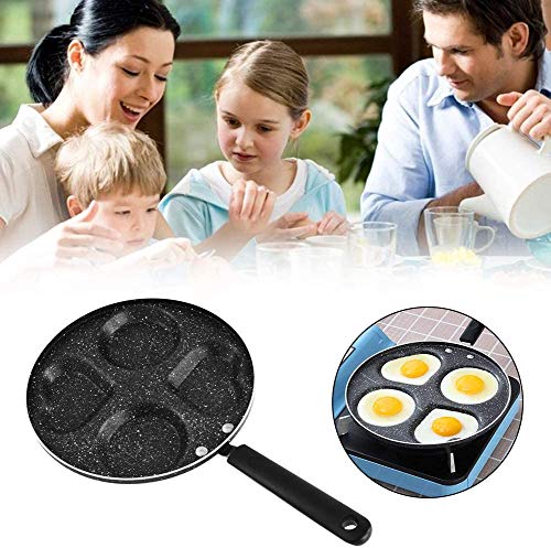 NALCY Sartén Para Tortillas, Sartén Para Tortitas con 4 Agujeros de 24 CM, Sartén Antiadherente, Molde Para Tortitas Para El Desayuno (Negro)