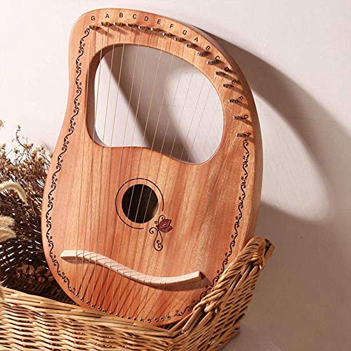 Naliovker Arpa de Lira Arpa de 16 Cuerdas Arpa Portátil con Cuerdas de Acero Duraderas Cuerda de Madera Instrumento Musical, Color Madera