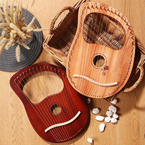 Naliovker Arpa de Lira Arpa de 16 Cuerdas Arpa Portátil con Cuerdas de Acero Duraderas Cuerda de Madera Instrumento Musical, Color Madera