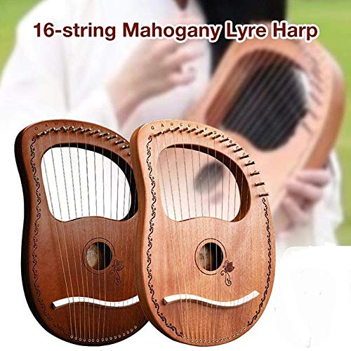 Naliovker Arpa de Lira Arpa de 16 Cuerdas Arpa Portátil con Cuerdas de Acero Duraderas Cuerda de Madera Instrumento Musical, Color Madera Naliovker Arpa de Lira Arpa de 16 Cuerdas Arpa Portátil con Cuerdas de Acero Duraderas Cuerda de Madera Instrumento Musical, Color Madera