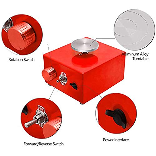 Naliovker Rueda de CeráMica, Rueda de CeráMica 6.5Cm 10Cm Placa Giratoria MáQuina de CeráMica Rueda de CeráMica EléCtrica Herramienta de Arcilla, Enchufe de la UE