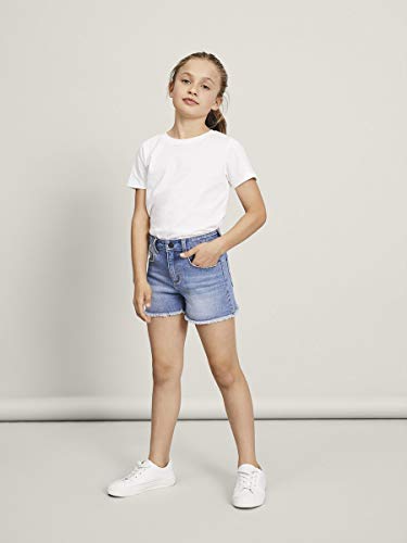 NAME IT Nkfrandi Mom Dnmcece 1345 HW Shorts Noos Pantalones Cortos, Mezclilla Azul Claro, 104 para Niñas