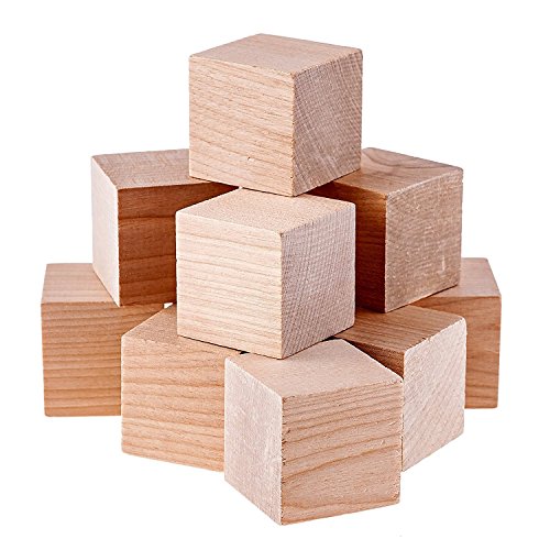 Namvo 12PCS Cubos de Madera - 50mm- Bloques Cuadrados de Madera para la fabricación de Rompecabezas, artesanías y proyectos de Bricolaje