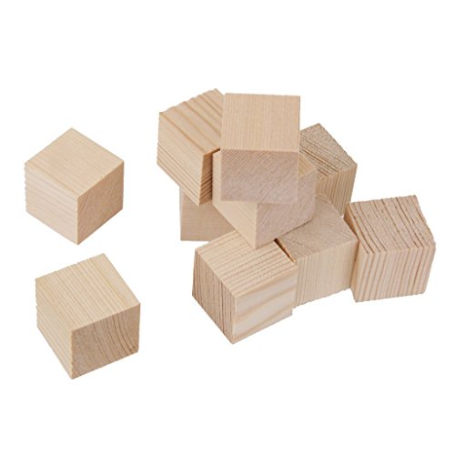 NAMVO 24PCS Cubos de madera - 30mm- bloques cuadrados de madera para la fabricación de rompecabezas, artesanías y proyectos de bricolaje