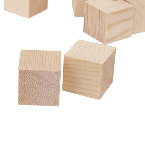 NAMVO 24PCS Cubos de madera - 30mm- bloques cuadrados de madera para la fabricación de rompecabezas, artesanías y proyectos de bricolaje