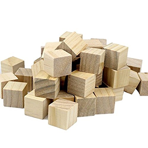 NAMVO 24PCS Cubos de madera - 30mm- bloques cuadrados de madera para la fabricación de rompecabezas, artesanías y proyectos de bricolaje