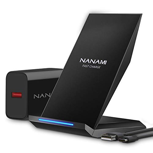 NANAMI Cargador Inalámbrico Rápido,Qi Wireless Charger (con Adaptador QC 3.0) para iPhone 12/11/11 Pro/11 Pro MAX/XS MAX/XR/XS/X/8+/8,10W Carga Rápida para Galaxy S20/S10/S10E/S9/S9+/S8/S7/Note 10/9/8