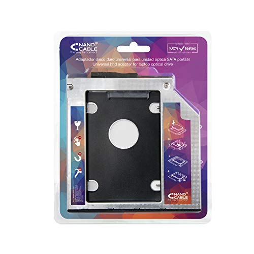 NANOCABLE 10.99.0101 - Adaptador para Disco Duro de 7,0mm en Unidad optica de 9,5mm de portatil (Accesorio para Instalar un Segundo Disco Duro o SSD en un portatil)