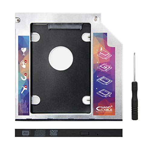 NANOCABLE 10.99.0101 - Adaptador para Disco Duro de 7,0mm en Unidad optica de 9,5mm de portatil (Accesorio para Instalar un Segundo Disco Duro o SSD en un portatil)