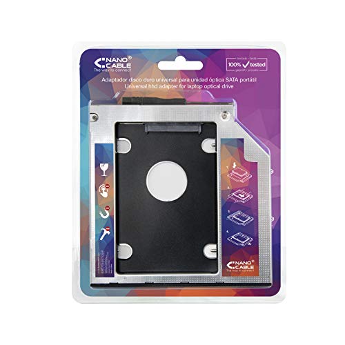 NANOCABLE 10.99.0102 - Adaptador para Disco Duro de 9,5mm en Unidad optica de 12,7mm de portatil (Accesorio para Instalar un Segundo Disco Duro o SSD en un portatil)
